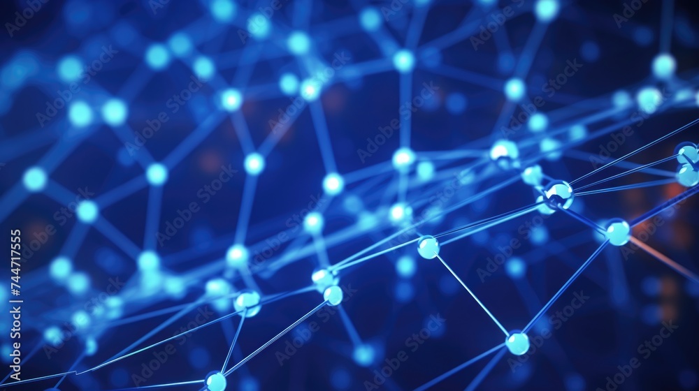 Poster close up of a network of blue lights, suitable for technology concepts