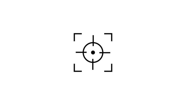 Target outline icon. thin line sniper crossbars bold icon animation. simple camera viewfinder icon.