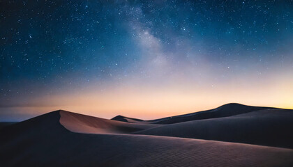desert dunes under gradient starry sky. Symbolic of hope and future under celestial beauty