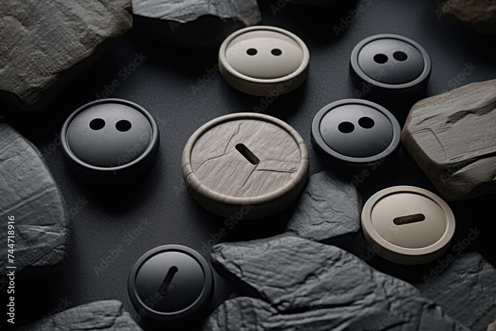 Aufkleber Group of buttons on a table, suitable for various design projects