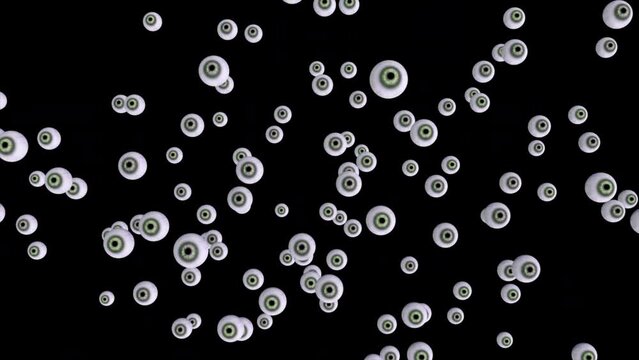 Eyes.
This stock motion graphics video shows eyeballs rising and spreading on an alpha channel background.