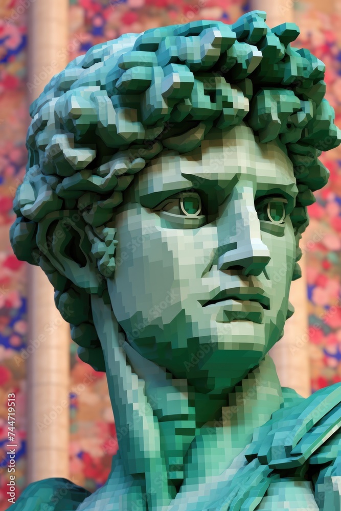 Poster detailed close up of a man statue, suitable for various design projects