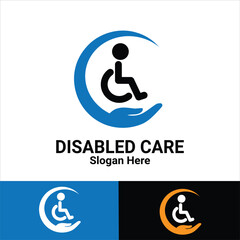 Disabled Care Logo Design Icon Illustration Isolated Vector Sign Symbol Element. Passionate Disability People Support International Day. Wheel Chair Logo Template.
