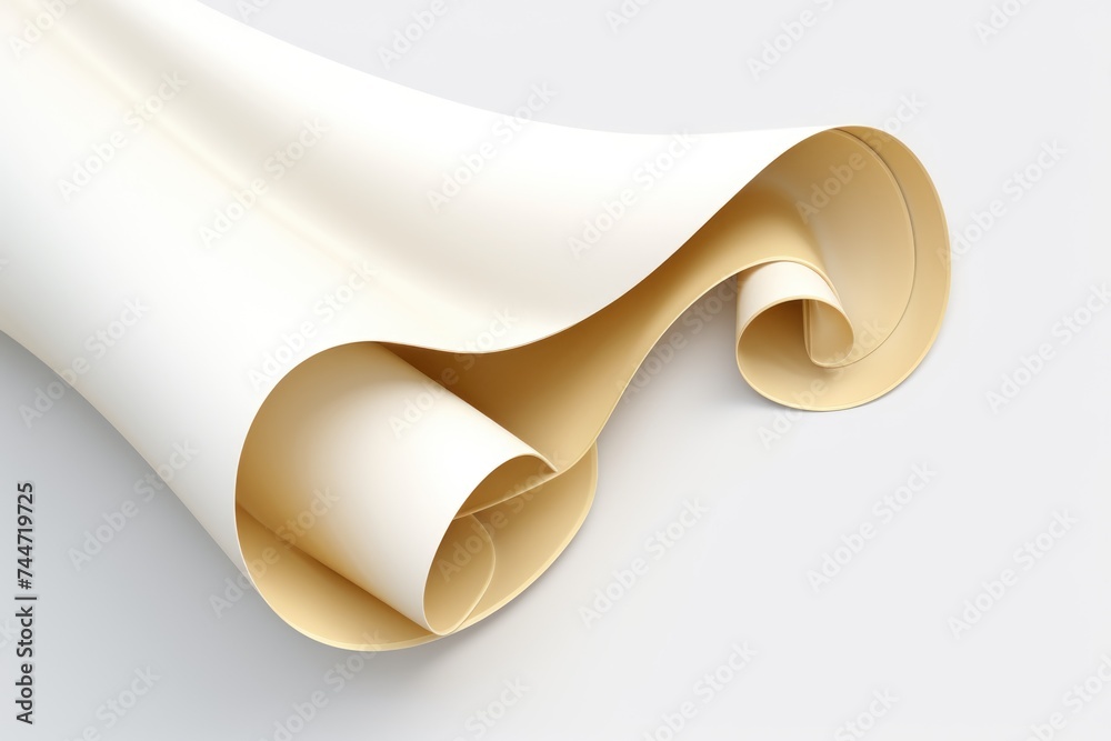 Poster A simple image of a rolled up sheet of paper on a white surface. Suitable for various design projects