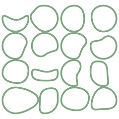 Random blob shapes. Organic blobs set. Rounded abstract organic shapes collection. Shapes of cube, pebble, inkblot, amoeba, drops and stone silhouettes.