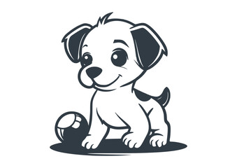 Fototapeta premium Cute dog cartoon hand drawing vector illustration. Can be used to print a T-shirt, children wear a fashion design, a shower invitation card.