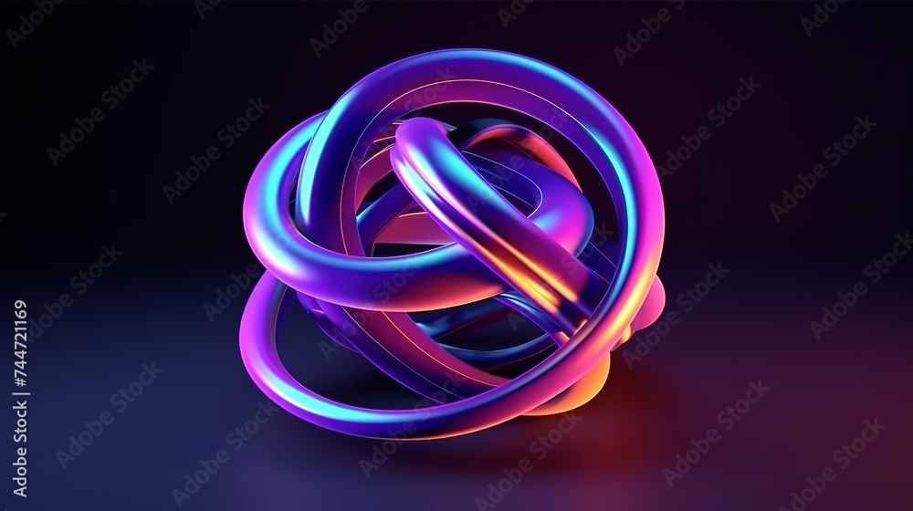 Canvas Prints abstract 3d graphic object with glow on dark purple background