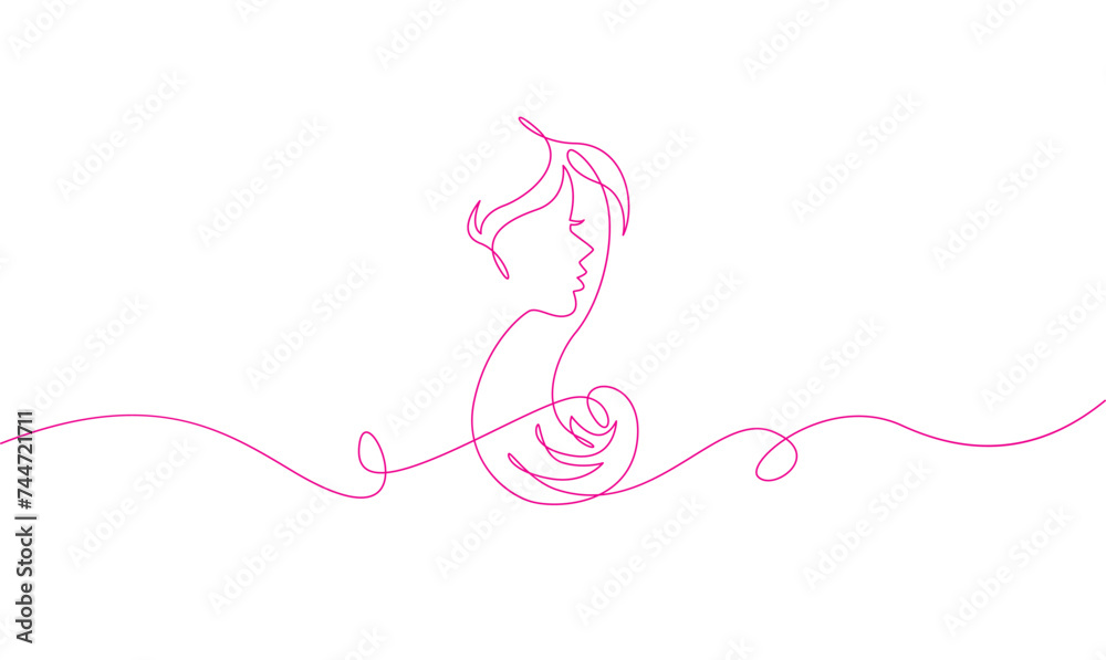 Wall mural women's day in one single line drawing. simple creative concept. vector eps 10