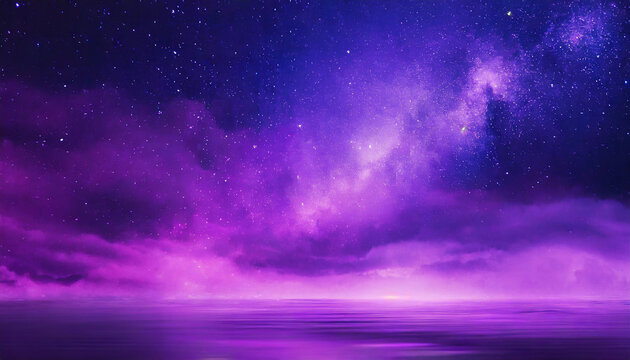 violet neon glow illuminates the sky, evoking a sense of mystery and wonder