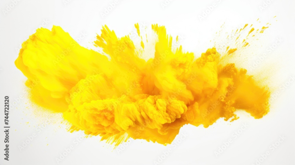 Aufkleber A vibrant yellow dust cloud against a clean white background. Perfect for adding a pop of color to your design projects