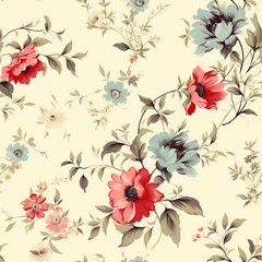 Charming Vintage Floral Pattern on Light Background