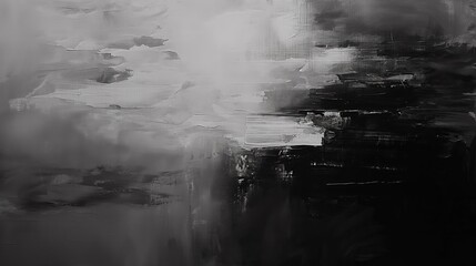 Black and White Abstract with Bold Textural Brushstrokes and Drama
