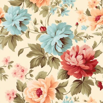 Charming Vintage Floral Pattern on Light Background