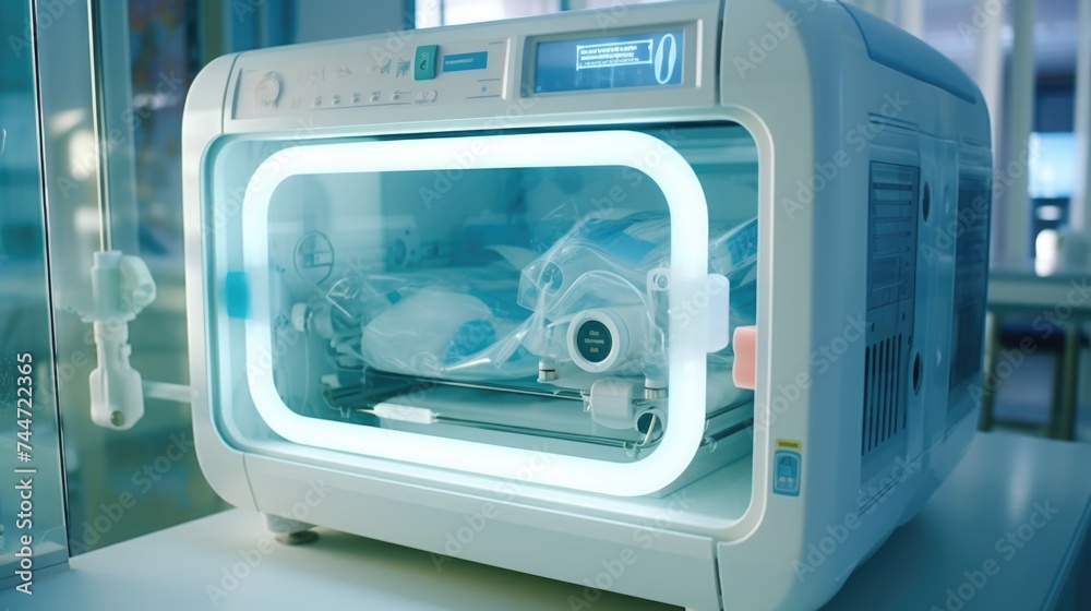 Aufkleber a machine sitting on a table, suitable for technology concepts