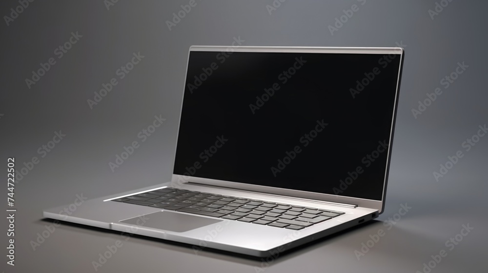 Aufkleber A laptop computer placed on a table. Suitable for technology concepts