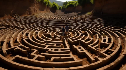 Foto op Plexiglas Un Minotaure garde le labyrinthe de Crète, défiant Thésée dans un récit mythologique grec. © arnaud
