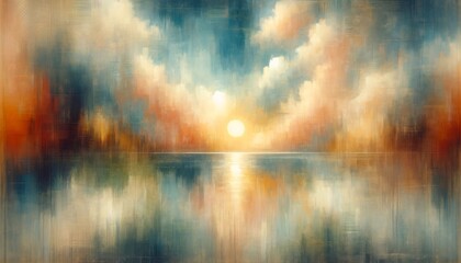 Soft Focus Art: Surreal Colorful Sky with Clouds Reflection and Dreamy Ambience