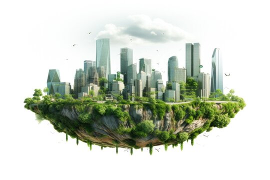 A unique floating island with a city on top. Perfect for futuristic concepts