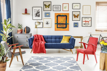 modern living room with sofa and wall decor