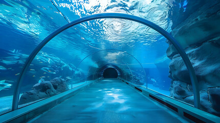 An underwater tunnel with panoramic views