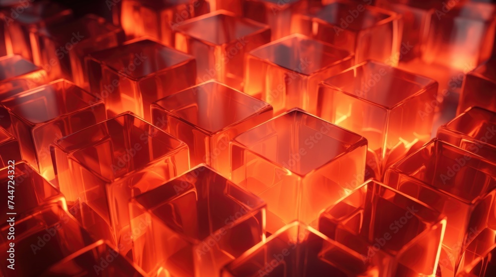 Aufkleber illuminated cubes in a close-up view, suitable for technology concepts