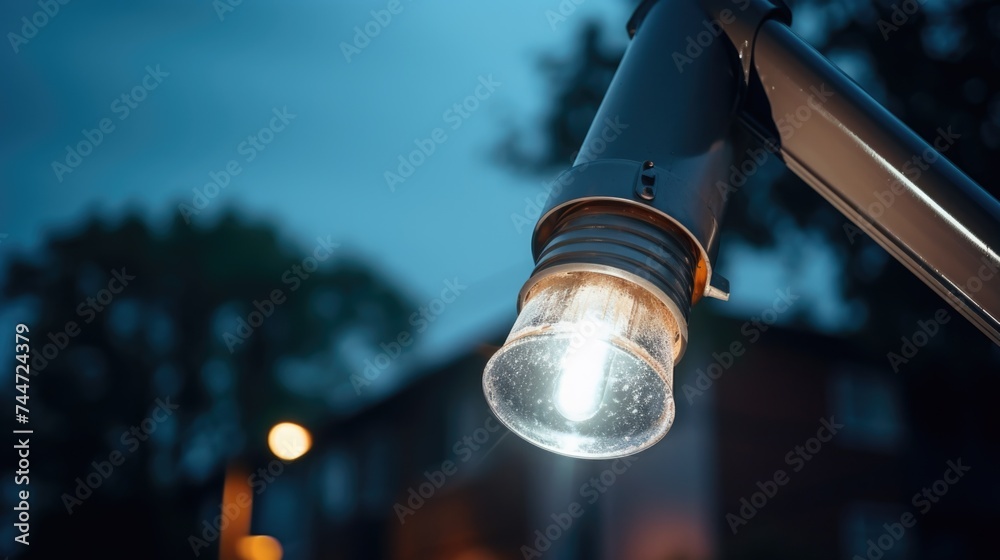 Poster A picture of a street light on a pole. Suitable for urban and infrastructure concepts