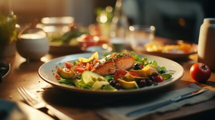 A simple, rustic plate of food on a wooden table. Perfect for food blogs or restaurant menus