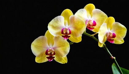 Fototapeta na wymiar beautiful yellow orchid isolated on a black background