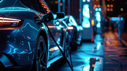 Fotobehang electric car charging © Ami