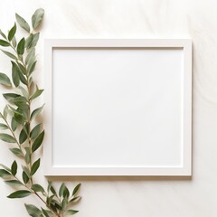 Blank White Frame Mockup for Print Flatlay PNG Clipart