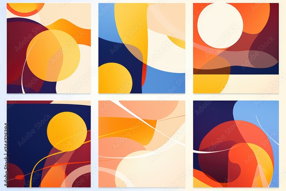 Aufkleber Set of four abstract posters with different shapes. Ideal for modern graphic design projects