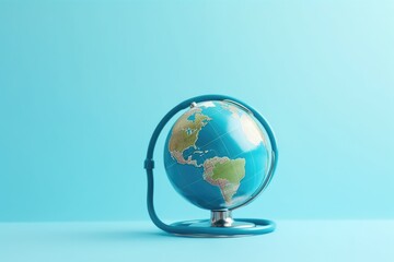 A small globe with a stethoscope attached. Perfect for medical concepts