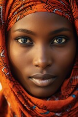 Close up of a person wearing a headscarf, versatile for various concepts