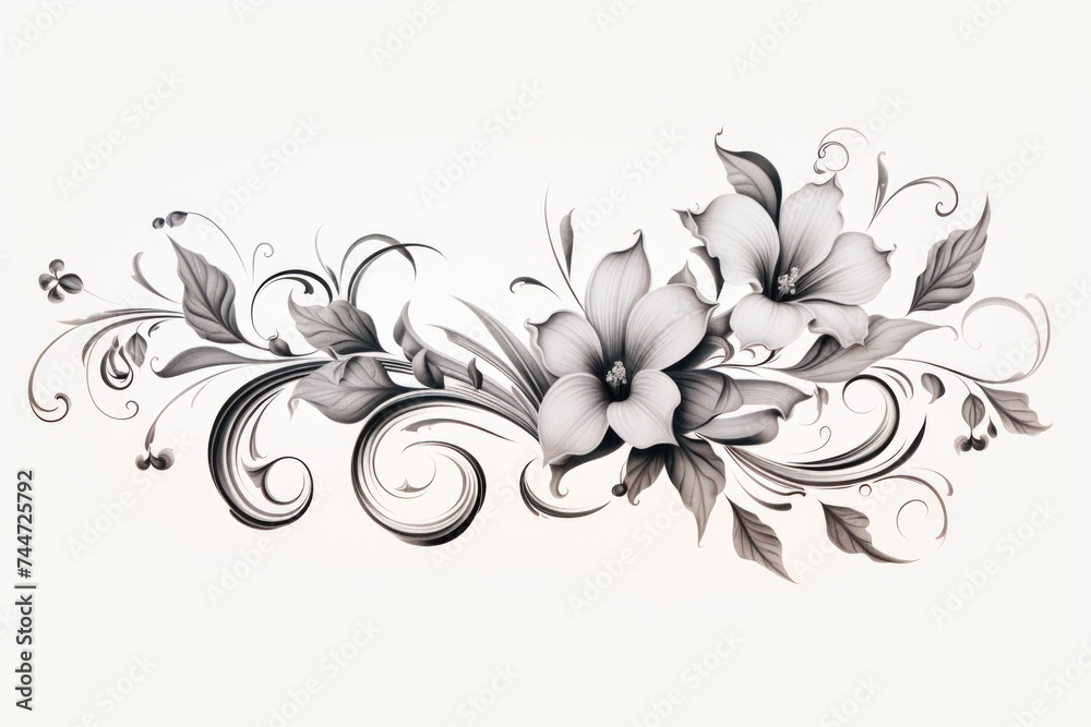 Poster simple black and white drawing of a flower, suitable for various design projects