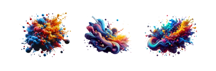 Deurstickers Set of oil color splash, illustration, isolated over on transparent white background © Mithun