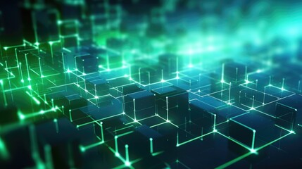 A bunch of cubes glowing in the dark, suitable for technology concepts