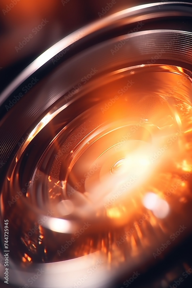 Poster close-up of camera lens with blurred background. ideal for technology or photography concepts