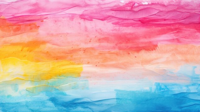 A beautiful painting of a colorful sky with fluffy clouds. Perfect for backgrounds or inspirational designs