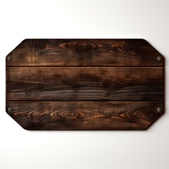 Dark Wood Wooden Sign Isolated on White Background