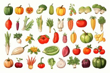 Assorted colorful vegetables on a clean white backdrop. Ideal for healthy eating concepts