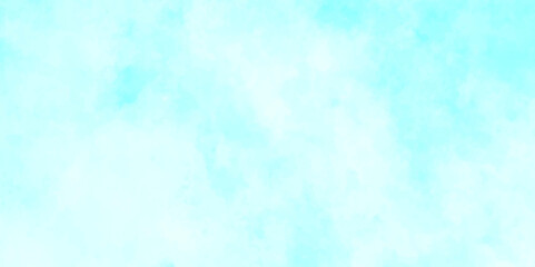 Panoramic grunge texture with color blue, sky of winter morning with clouds, Grungy ink canvas of cloudy sky, Hand drawn or painted blue watercolor on canvas with clouds.