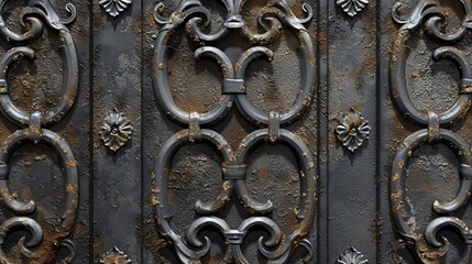 a metal door with a decorative design