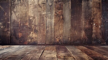 Vintage Wooden Plank Wall and Floor Texture Background