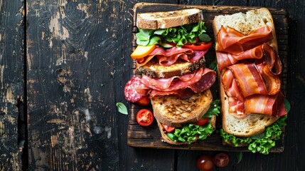 Hearty Artisan Sandwiches with Crispy Bacon and Prosciutto