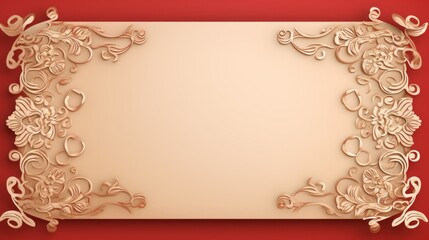 Minimalist Chinese lunar new year red and gold template decorated with Chinese ornament