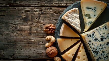 Assorted Fine Cheeses with Walnuts on Slate