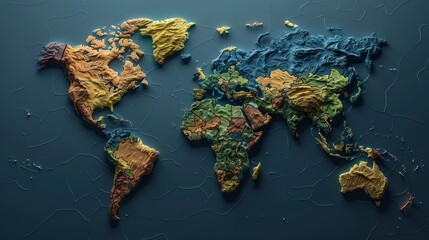  Explore the world: detailed 3d political map vector - perfect for educational materials, presentations, and publications