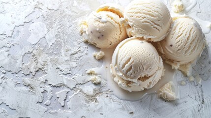 Fototapeta na wymiar Artisanal Vanilla Ice Cream, Melting Delicacy