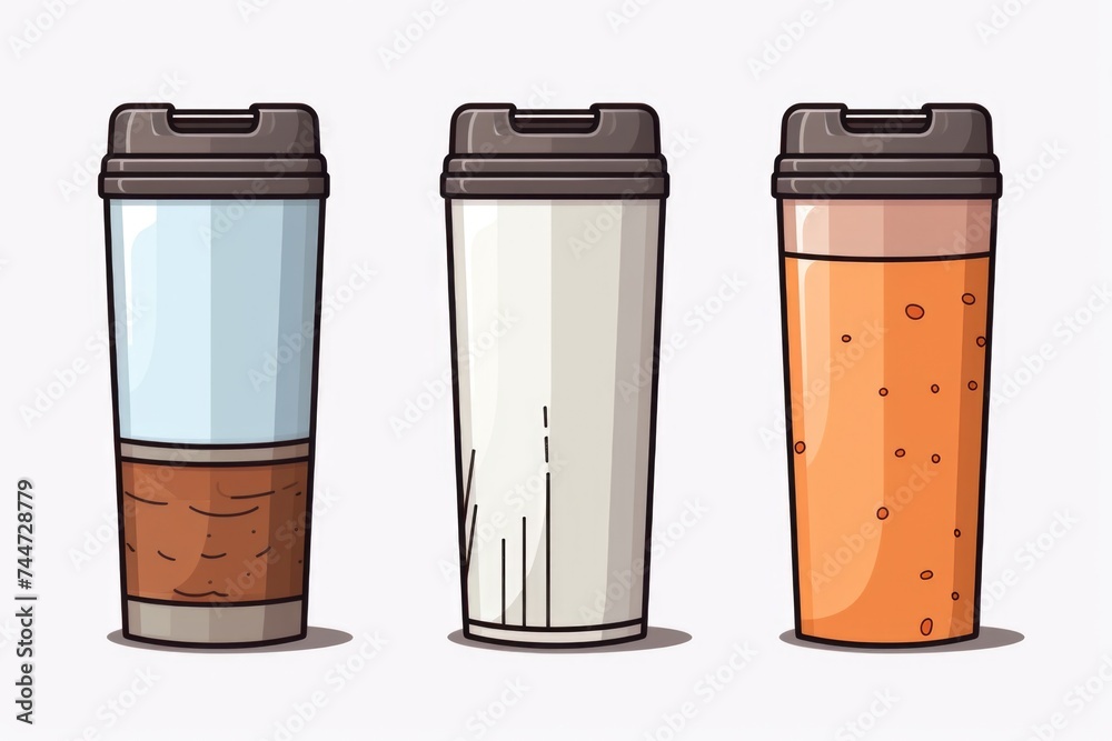 Poster A set of three cups with various drinks. Suitable for beverage concepts