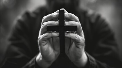 a person holding a cross in their hands